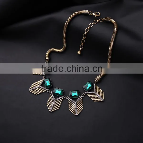Cheap Wholesale Jewelry 2016 Latest Design Vintage Multiple Pendants Necklace Green Stone Pendant Necklace photo-5
