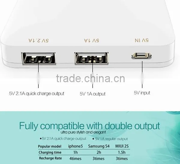 TRUSDA Rechargeable 2USB Ports 10000mAh qc 2.0 Power Bank for Samsung Xiaomi HTC OEM/ODM Avaliable photo-5