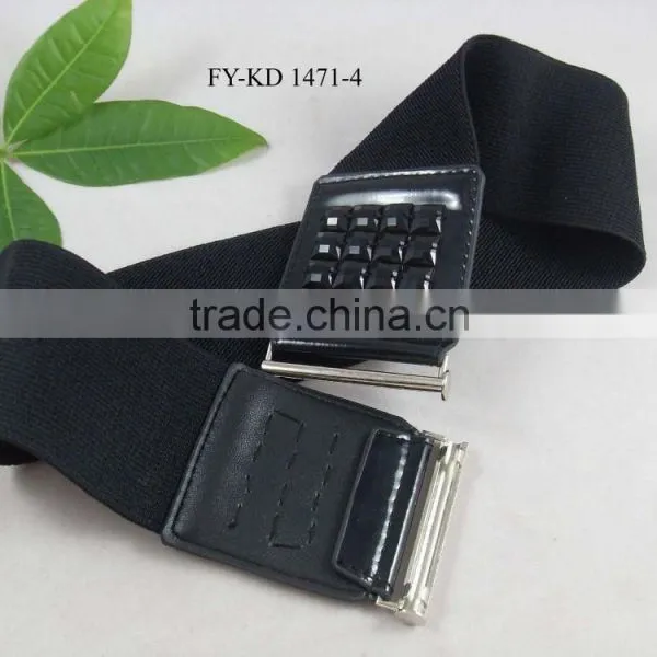Black Acryl Diamond Elastic Trouser Belt photo-2