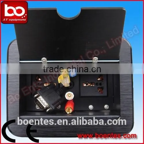 Desktop Hidden Aluminum Brushed Cable Cubby With RJ45 Socket Cable photo-3