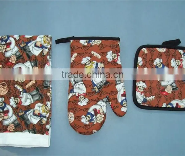 3 Pcs Pigment Print Cotton Kitchen Towel Set photo-5