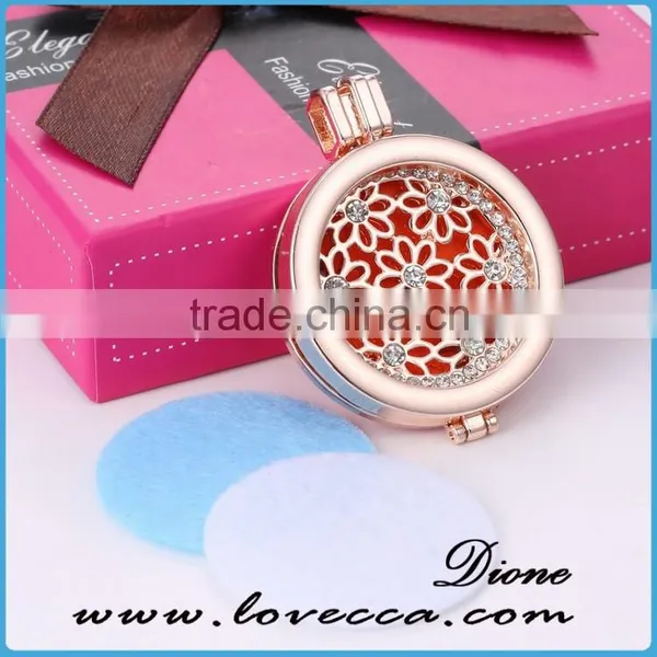 Rose Gold Aroma Jewelry Essential Oil Diffusing Locket Pendant Necklace For Aromatherapy photo-2