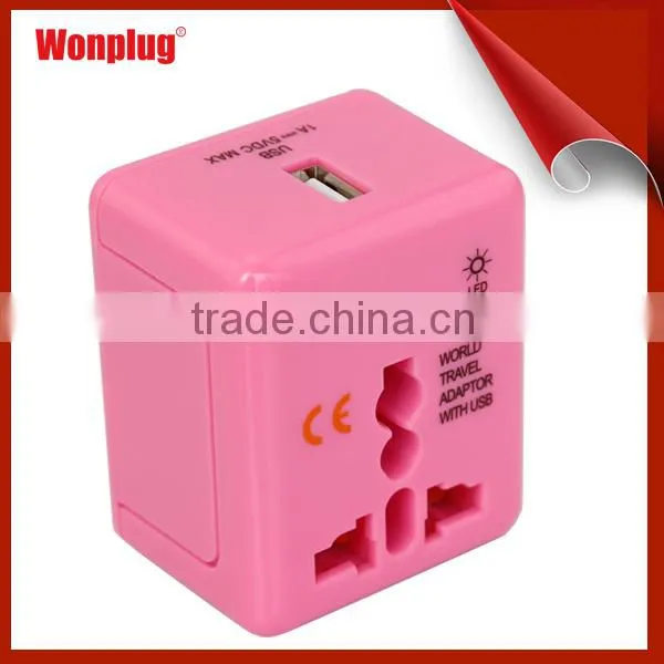 Walmart Gold Supplier Mini Worldwide 1 Usb Travel Andorra Plug Adapter With LED Light