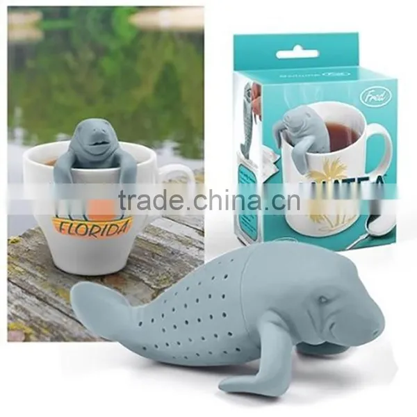 Free Mould! Wholesale Silicone Manatee Tea Diffuser Infuser,silicone Loose Tea Leaf Strainer, Silicone Tea Herbal Spice Filter photo-3