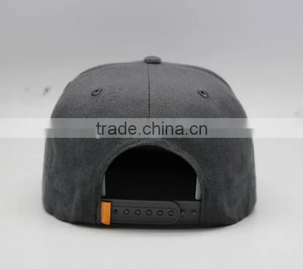 Buckle Back Grey Snap Back Hat With Woven Label Logo photo-4