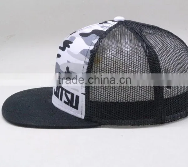 Wholesale Flat Bill Snapback Mesh Trucker Hat Custom photo-3