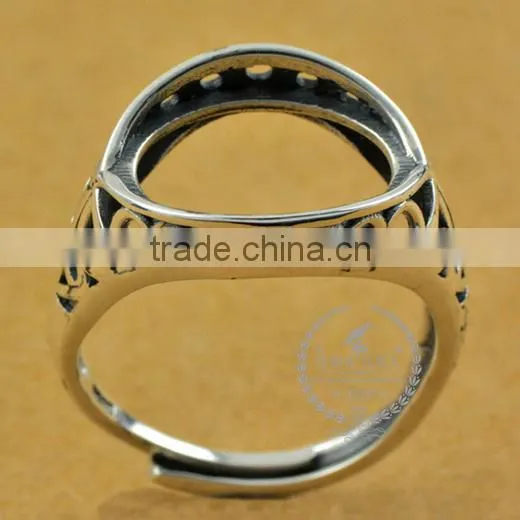 12*16.5mm 925 Sterling Silver Antiqued Silver Vintage Style Oval Carve Patterns Bezel Ring Base Blank DIY Findings 1223072 photo-3