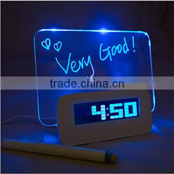 Led Alarm Clock With Usb Fluoresent Pen Clock With Leaving Message photo-5