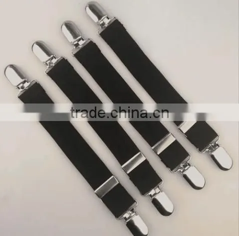 4 Pack Metal Clasp Elastic Sheet Gripper Bed Straps Fasteners Suspenders