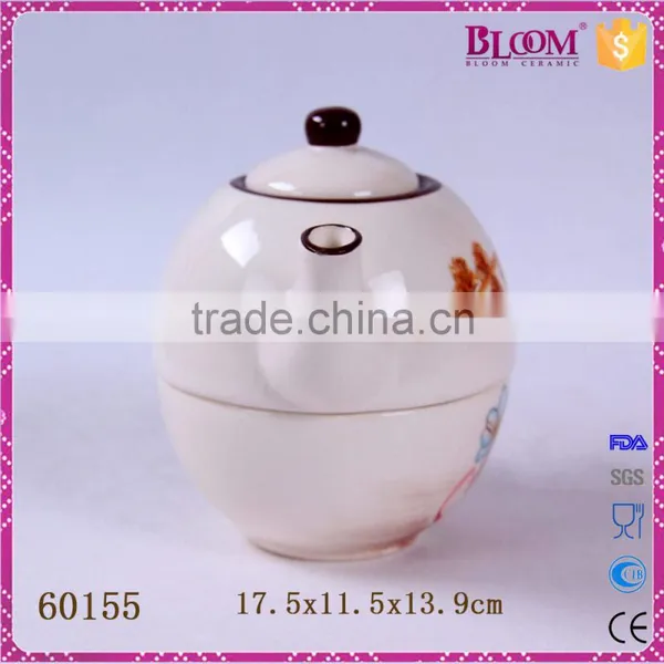 Modern White Ceramic Combination for One Cup Teapot photo-4