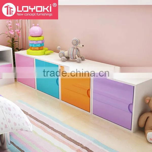 Colorful DIY Assembly Wood Cabinet MDF Stackable Cube Organizer Cube Storage Home Wood Furniture 2 Tier Storage Boxes photo-4