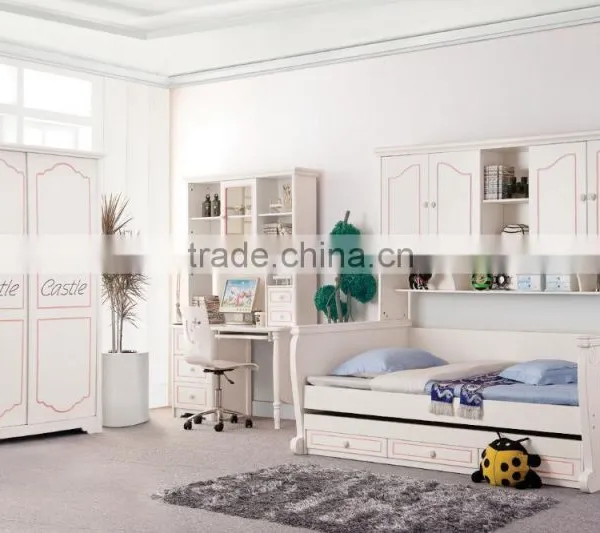 RD16 Boys& Girls White Bedroom Set Wooden Children Bunk Bed Set Kid's Funny Furniture photo-2