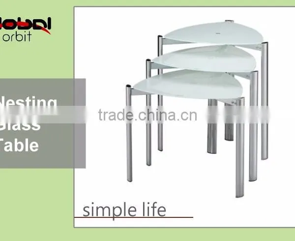 High Quality Durable Tempered Glass Coffee Nesting Metal Side Table photo-4