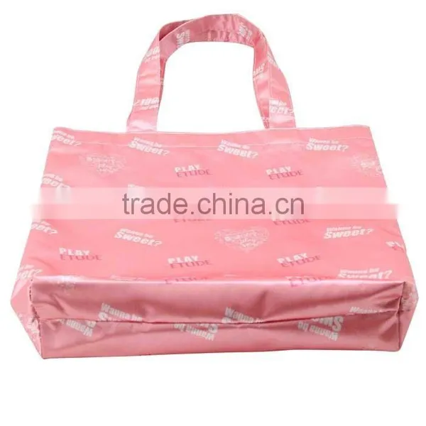 Full Dye Sublimation Printing 300D Polyester Long Handle Shopping Tote Bag With Bottom photo-5