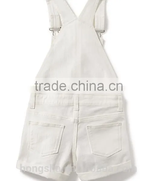 Little Girls Cute White Denim Shortalls Child Jumpsuit HSS8012 photo-2
