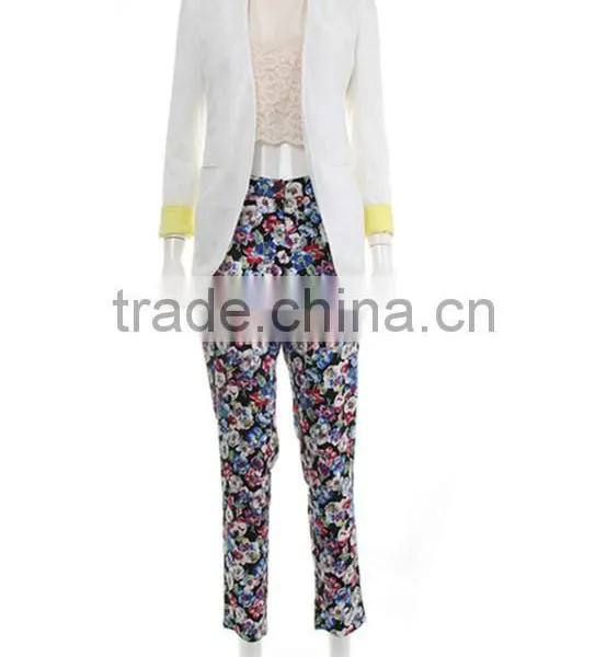 2014 New Arrival Cream Contrast Lace Blazer Jacket photo-2