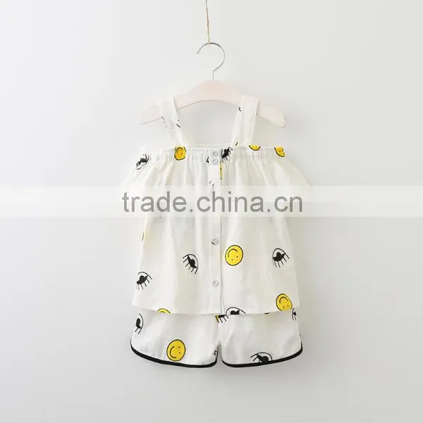 2017 Online Sale Girls Summer Boutique Outfits Suit Baby Girl Cotton Cute Smile Printed Clothing Sets photo-2