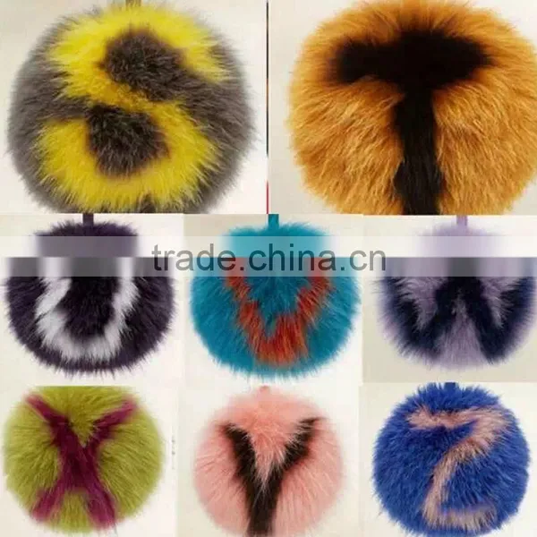 Myfur Customized 26 English Letters Fox Body Fur Made Lady Bag Charm Keychain photo-4