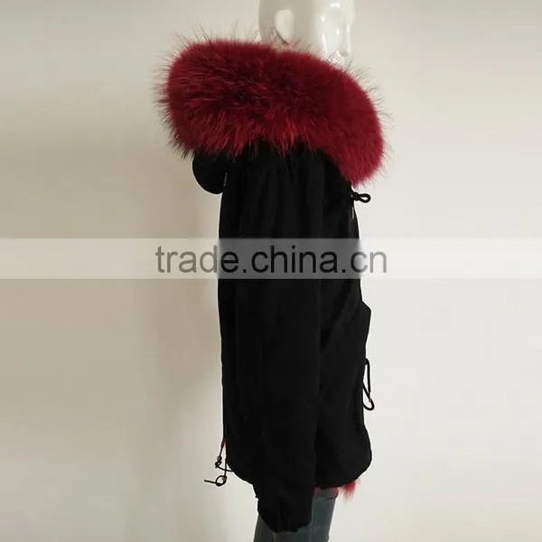 Myfur Luxury Stylish Real Fox Fur Lined Women Long Parka Coat Wholesale photo-3