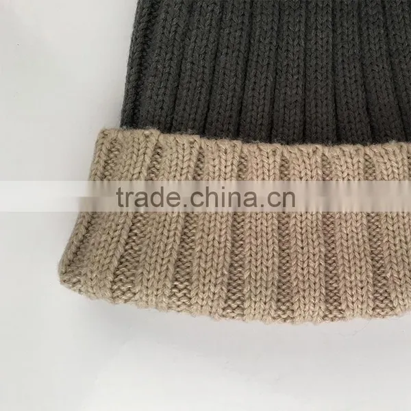 Myfur Beige/Grey Raccoon Fur Multi-Color Knitted Hat for Winter photo-4