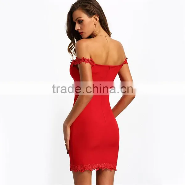2016 New Arrival Designer Mature Women Dresses Online Party Clubwear Sexy Elegant Red Sweetheart Neck Lace Slim Bodycon Dress photo-2