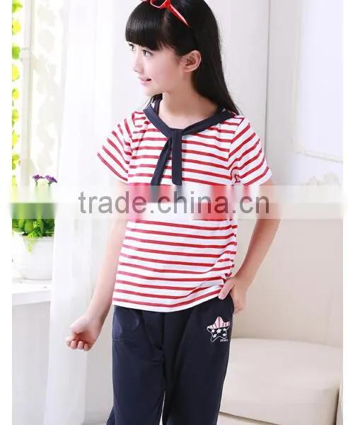 Custom Cotton and Polyester Blend Simple Pattern OEM Design Strip Kids Sport School Uniforms Wholesale photo-5