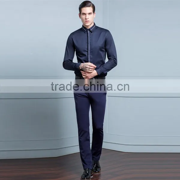 New Design Navy Colour Italian Shirt Men Long Sleeve 2016 photo-3