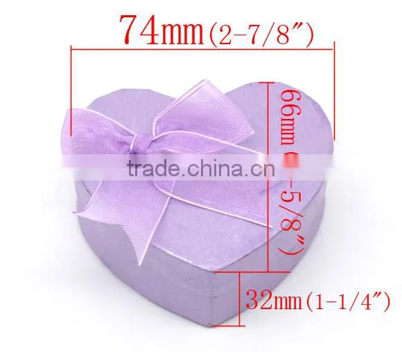 Mauve Heart Shaped Wedding Jewelry Necklaces /Rings Display Gift Paper Box Cases photo-2