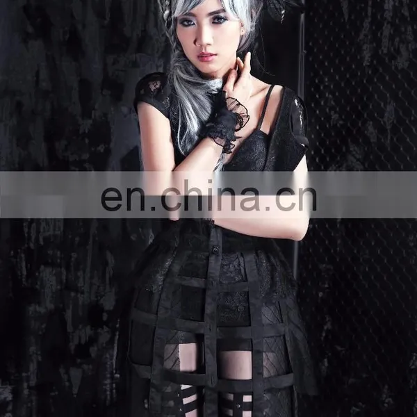 Gothic Snake Skin Imitation Garter Belt Detail Leggings photo-5