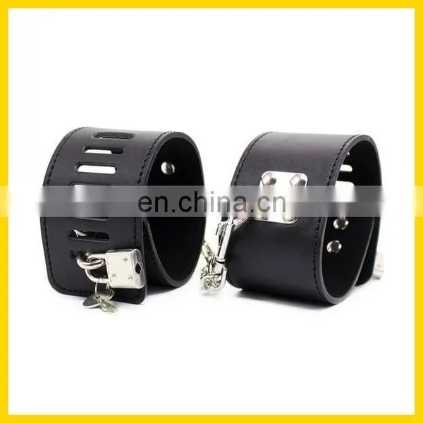 Black pu Leather Wrist and Ankle Restraint, Sex Toy Sex Pussy