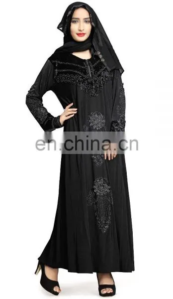Women's Casual Wear High Quality Stretchable Embroidery Abaya Burkha 2017 ( Islamic Wear Burqas ) photo-2