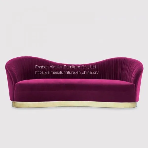 Modern 3 Seater Design Fabric Cushion Golden Base Frame Sofas