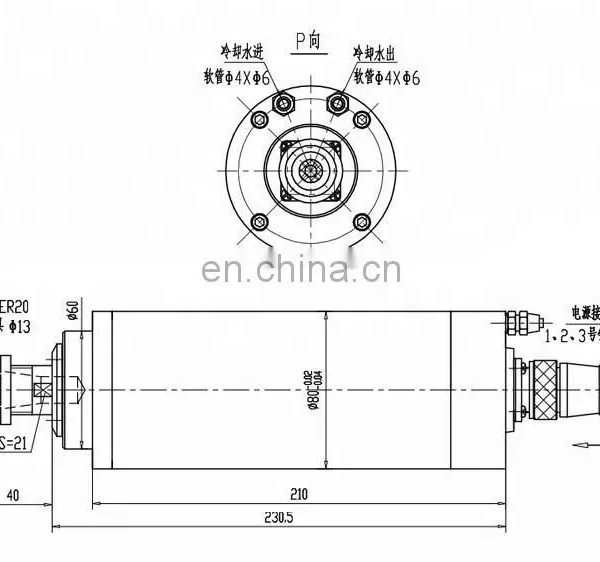 24000RPM 2.2KW Water Cooled High Speed CNC Router Lathe AC Spindle Motor for Metal Cut photo-5