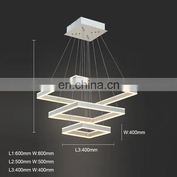 Modern Decorative Home Square Shape Big Led Acrylic Chandelier Lights With Double Face Light photo-7