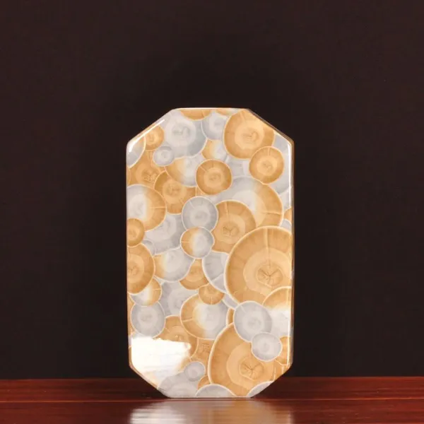 Hand Made Color Paint Jingdezhen Chinese Flat Square Yellow Ceramic Flower Vase For Study photo-5