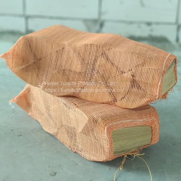 Plastic Tubular Woven Sack Bag for Firewood Drawstring Sack Packing Mesh Bag