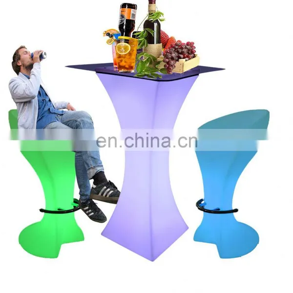 Disco Bar Furniture /Led PE Light Up Chair for Restaurant Discotheque Pub Used Glowing Bar Table photo-3