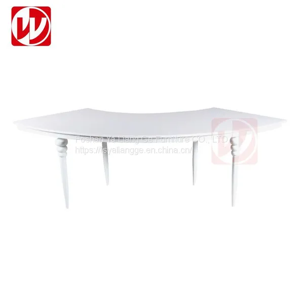 Cheap White MDF Top Banquet Round Table White Legs Wedding Serpentine Half-Moon Event Rental Dining Table photo-2