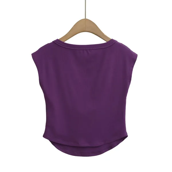 Pure Desire Wind Purple V-neck Sleeveless T-shirt Women's Summer Slimming Waist Bottom Shirt Spicy Girl Sexy Look Thin Short Top photo-4