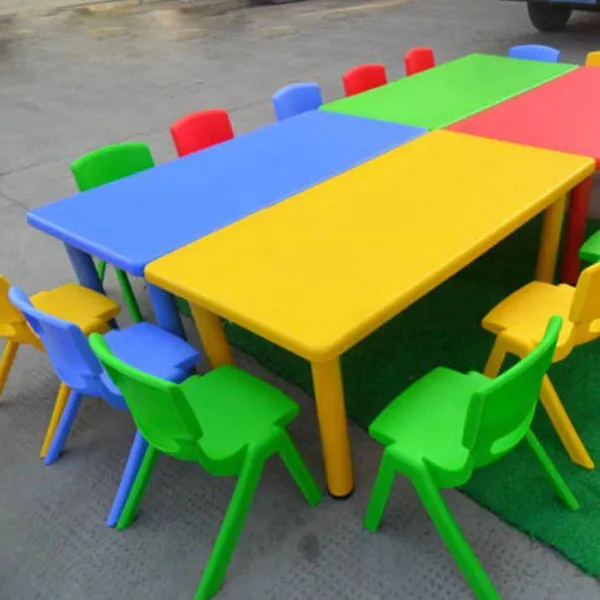 plastic adjustable rectangular desk for kindergarten children, suitable for home use, early education, learning, and as a toy table and chair