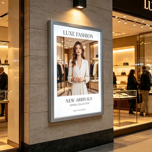 Custom Wall Mounted Tension Fabric Light Box, Aluminum Swing Open Frame | ADE Lightbox