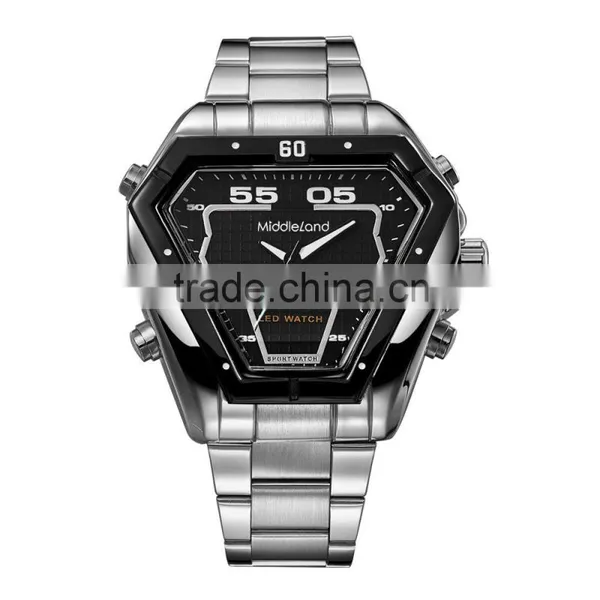 MIDDLELAND Stainless Steel Watch Band Alloy Watch Case Smart Waterproof Men's LED Light Up Watches photo-2