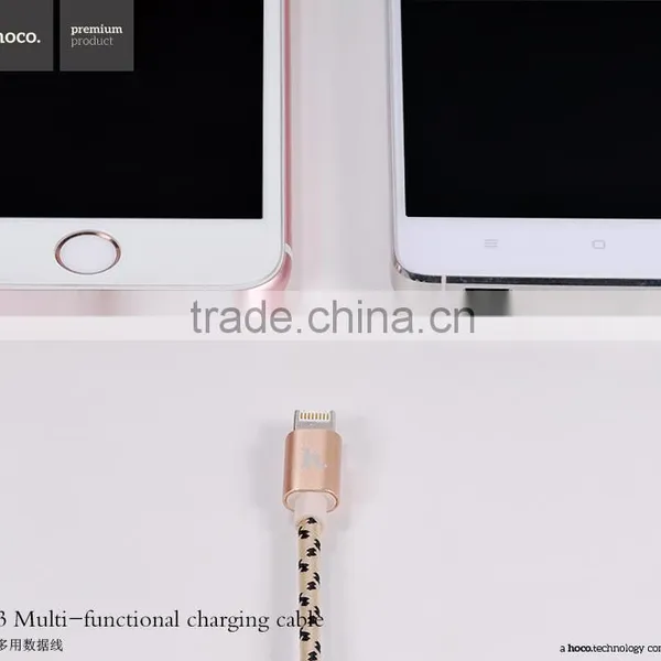 HOCO X3 Multifunctional Charging Cable For Iphone 5s/6/6s/6s Plus and Android Mobile Phone 2in1metal Nylon Weave Cable photo-6