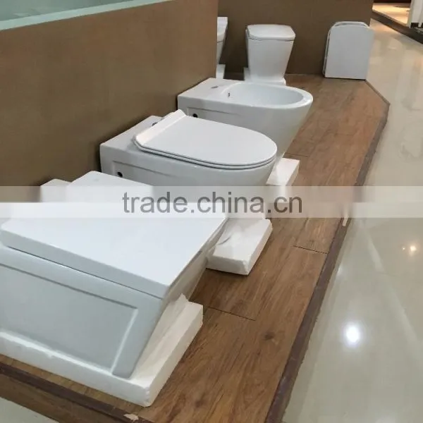 Eruopean Square Wall Mounted Toilet Washdown WC Wall Hung Toilet Bowl photo-3