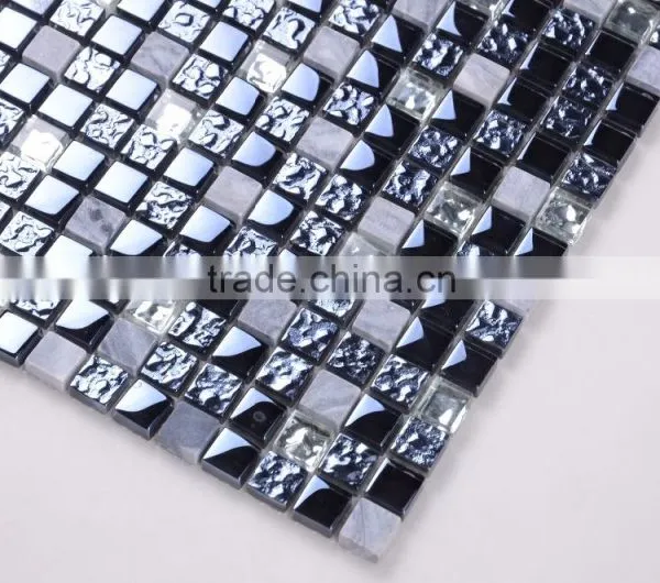SD020 Hot Sale 15*15 Square Stone Mix Glass Backsplash Tile Mosaic photo-5