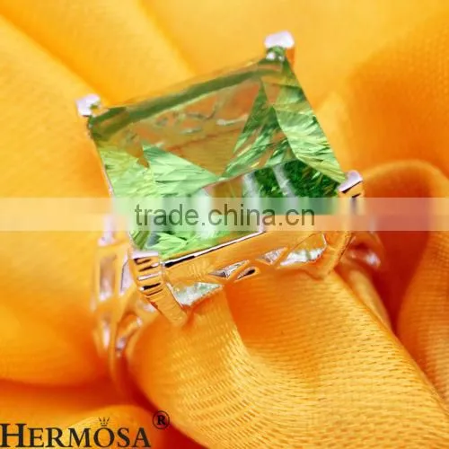 Top Quality Simple Design Green Topaz 925 Sterling Silver Gemstone Unisex Ring photo-6