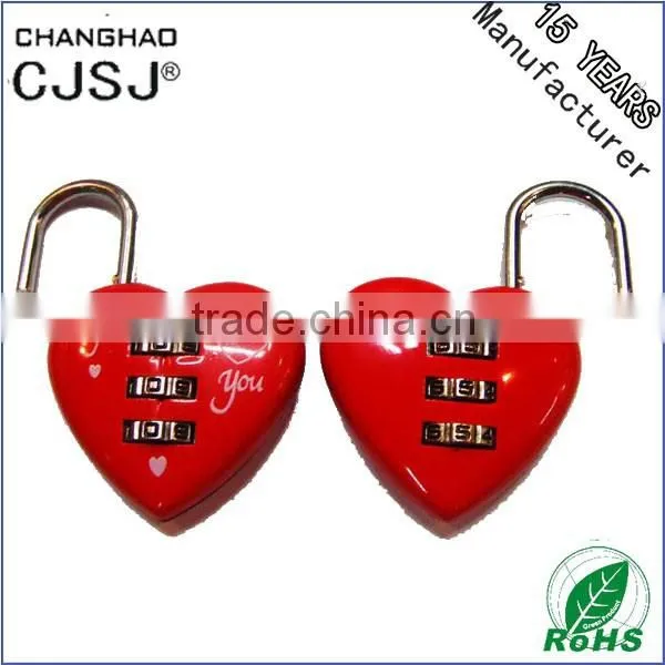 CJSJ Hot Sale Cable Padlock CH-28B Red Heart Shaped Combination Lock photo-2