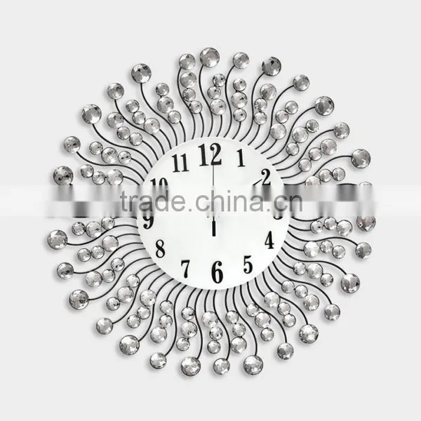 Wall Mounted Metal Wall Clock With Diamonds photo-2