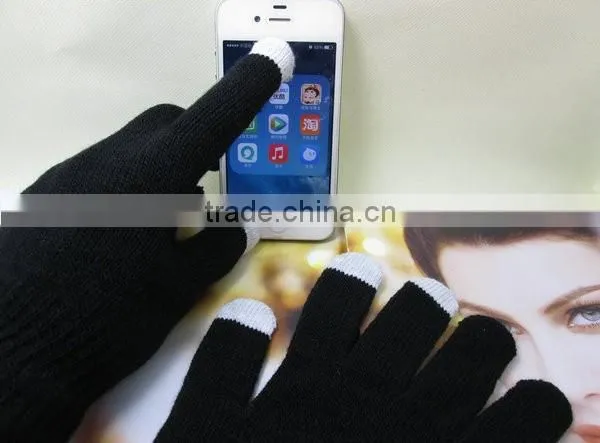 Different Material Acryllic 3 Fingers Knitted Touch Gloves photo-4