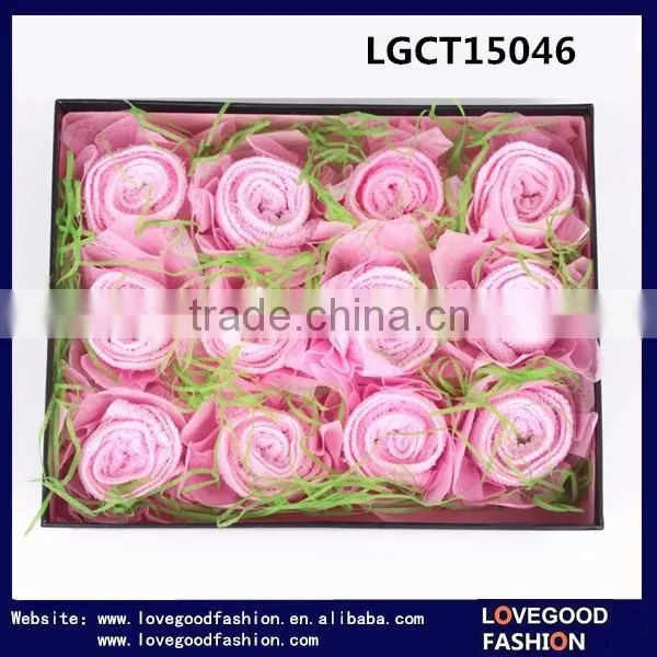 Promotional Box Packing Colorful Roses Shape Towels Gift Towels